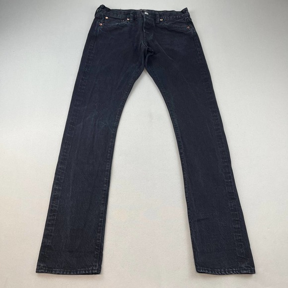 Vintage Ralph Lauren RRL Slim Black Denim Jeans Mens 29x34 Button Fly Made USA - Picture 4 of 10